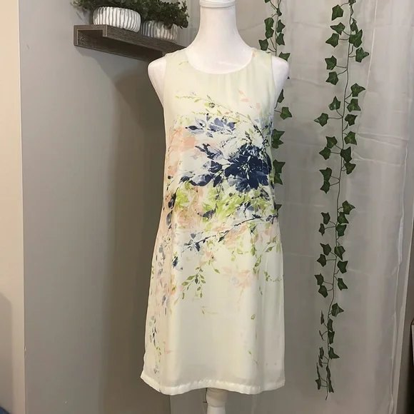 ROSE & OLIVE DRESS • SIZE 2 • CREAM COLOR WITH FLORAL PRINT • LIKE NEW - Picture 3 of 8